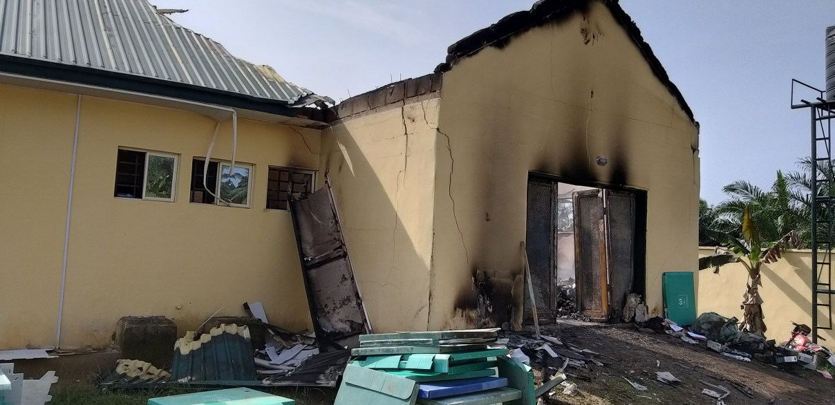 Burnt INEC office