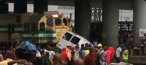 Train smashes into bus