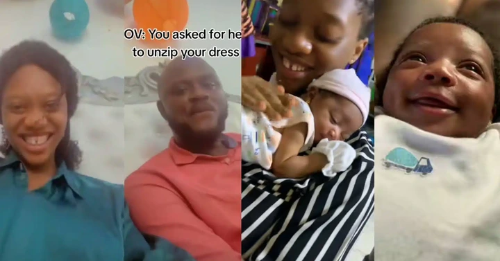 “I only asked him to help me unzip my dress” – Lady says as she celebrates welcoming adorable baby with her man