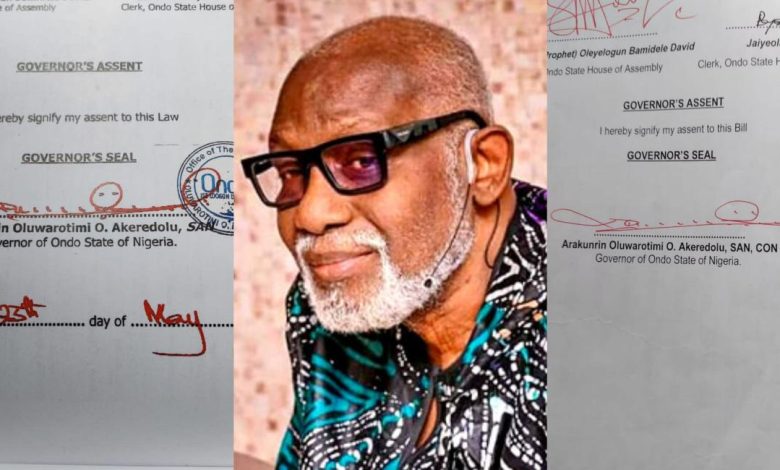 Photos Of Gov Akeredolu's Signature Forged By His Aides, Family Members Emerge