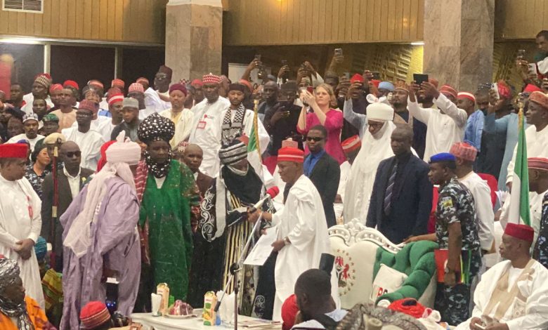 Massive Crowd Gather As Sanusi Receives Appointment Letter From Gov Yusuf Amid Heavy Protests (PHOTOS)
