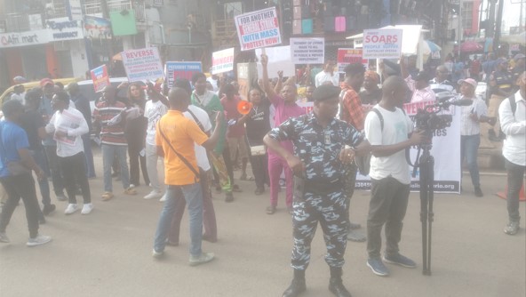 BREAKING: Democracy Day: Mega Protest Breaks Out In Lagos (PHOTOS)