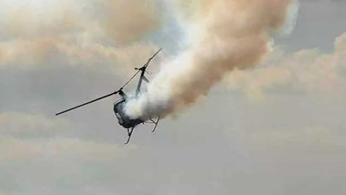 BREAKING: Residents Panic As NAF Helicopter Crashes